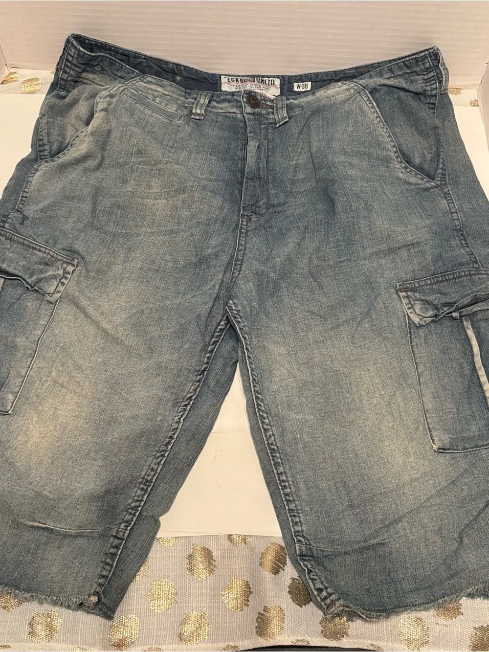 Vintage Echo Unlimited The Rhino Hang Em High Denim Shorts-size 38